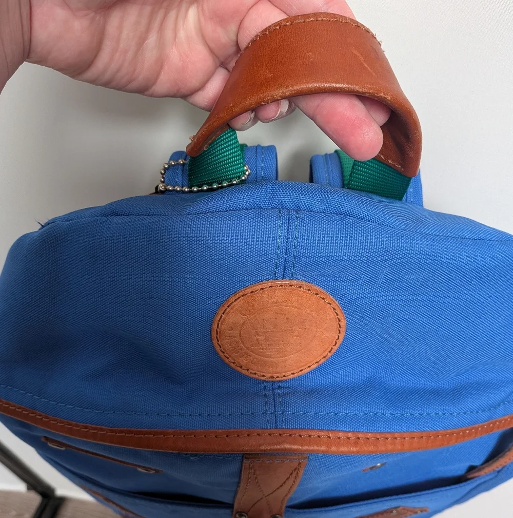 Will Leather Goods Colorblock Blue Leather Accent Backpack